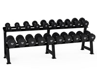 Urethane Round Dumbbells Set with 2 Tier Dumbbell Storage Racks