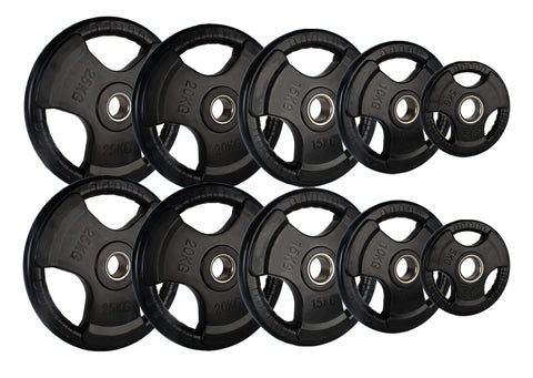 Olympic Rubber Tri-Grip Plate and Optional Barbell Sets
