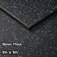 Rival Blue Fleck Premium Rubber Gym Floor Tiles (1m x 1m) (15mm)