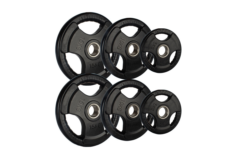 Olympic Rubber Tri-Grip Plate and Optional Barbell Sets
