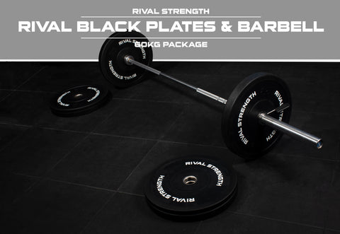 Rival Olympic Black Bumper Plate and Optional Barbell Sets