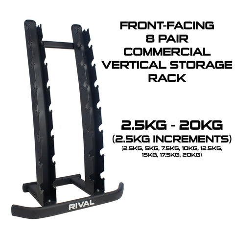 Rival Front-Facing 8 pair Commercial Vertical Dumbbell Storage Rack