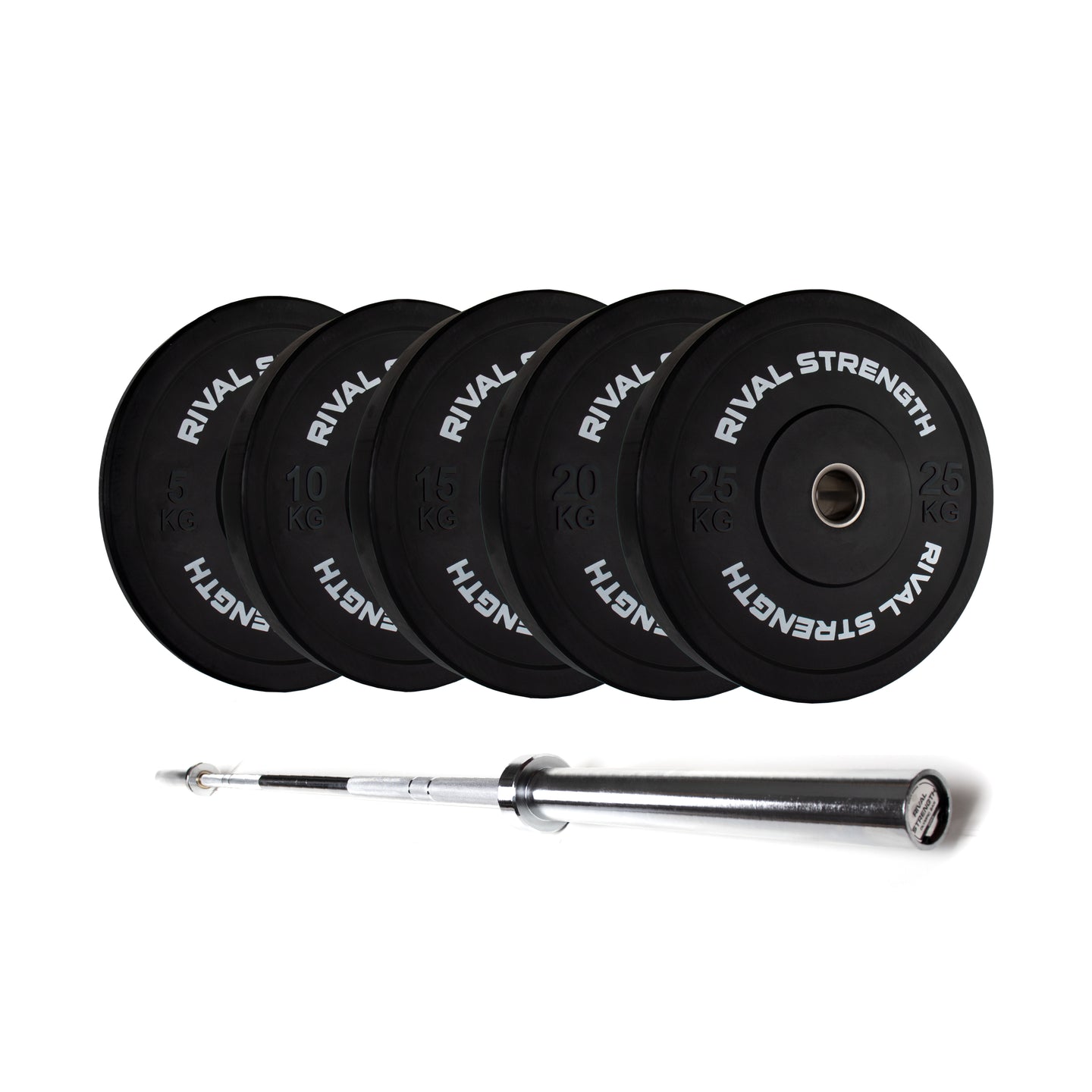 Rival Olympic Black Bumper Plate and Optional Barbell Sets