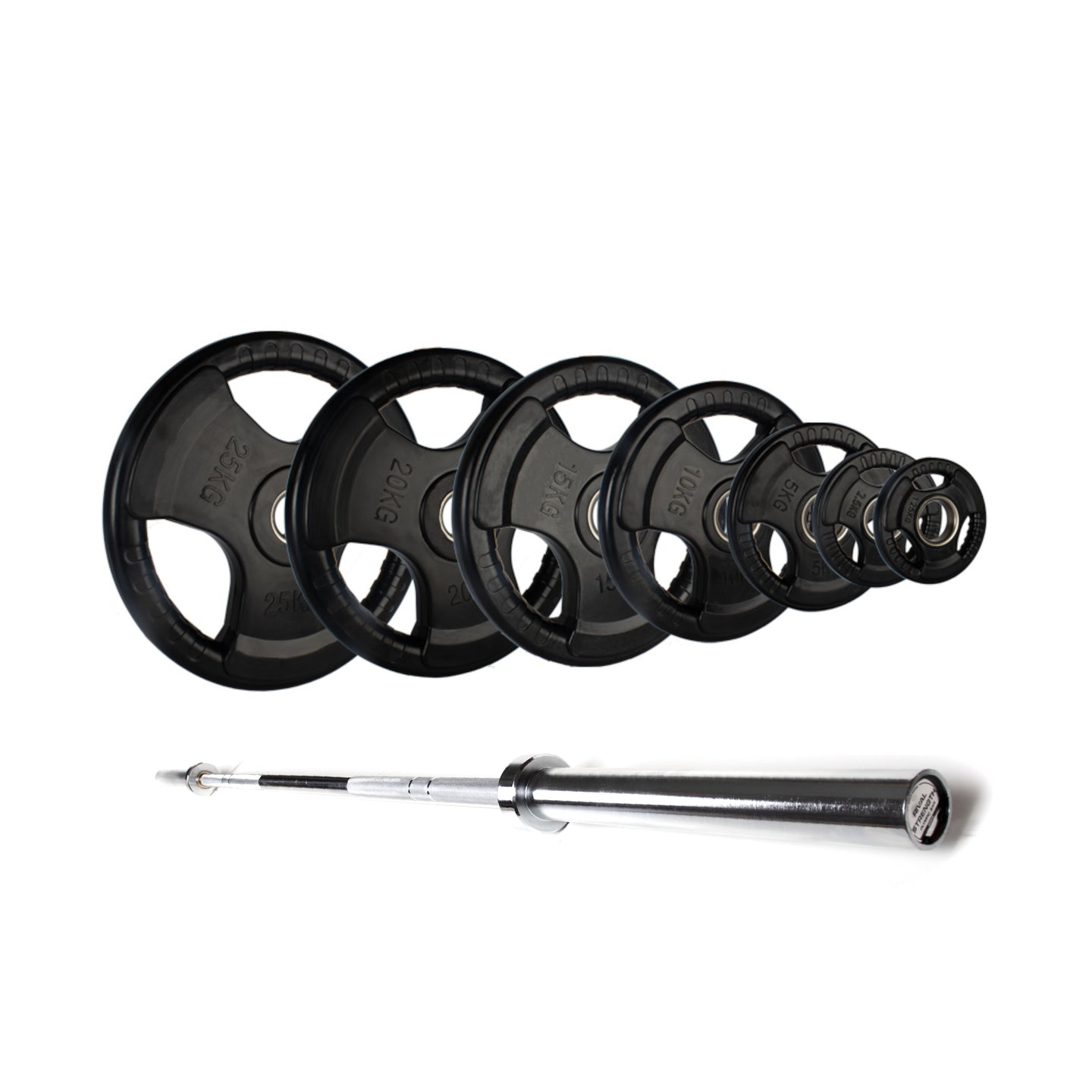 Olympic Rubber Tri-Grip Plate and Optional Barbell Sets