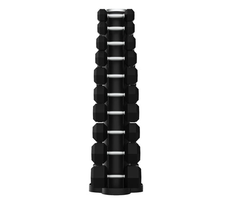 Rival 1-10KG Hex Dumbbell Set with Double-Sided Vertical Storage Rack