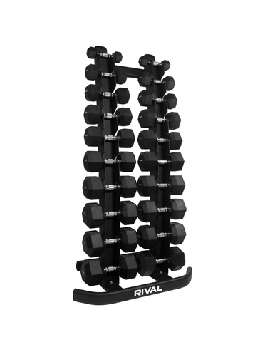 Rival Hex Dumbbell Sets With Vertical Storage Rack
