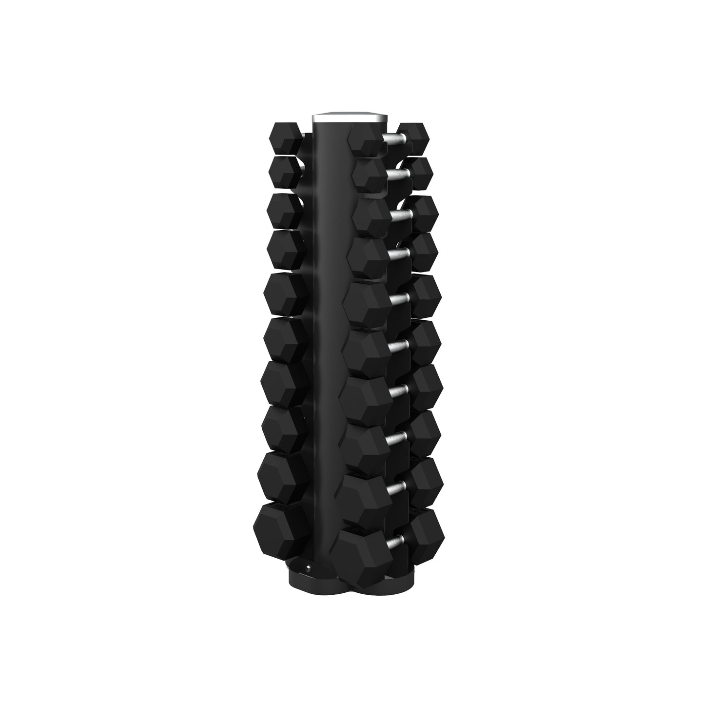 Rival 1-10KG Hex Dumbbell Set with Double-Sided Vertical Storage Rack