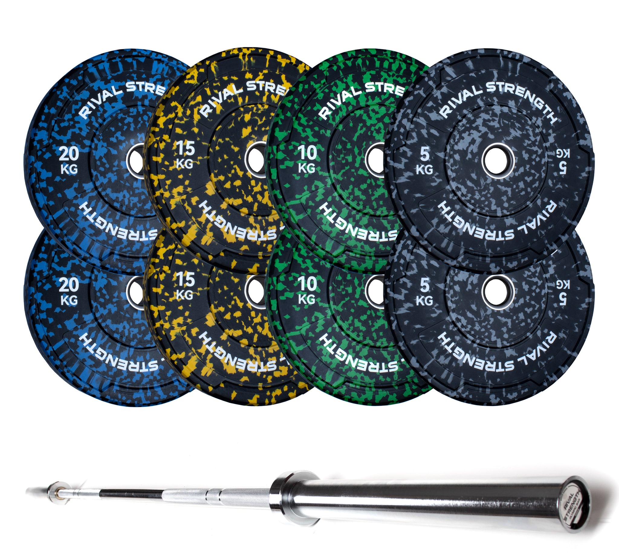 Rival Olympic Colour Splash Bumper Plate and Optional Barbell Sets