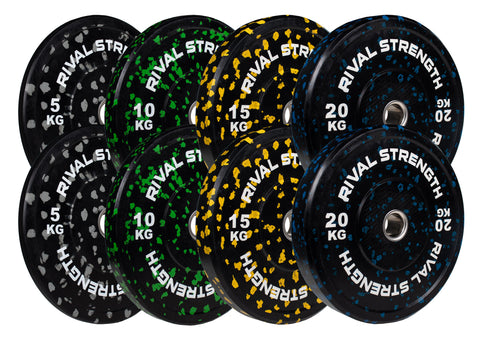 Rival Olympic Colour Splash Bumper Plate and Optional Barbell Sets