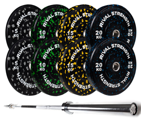 Rival Olympic Colour Splash Bumper Plate and Optional Barbell Sets ...