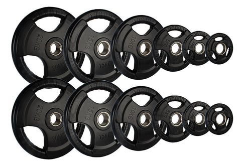 Olympic Rubber Tri-Grip Plate and Optional Barbell Sets