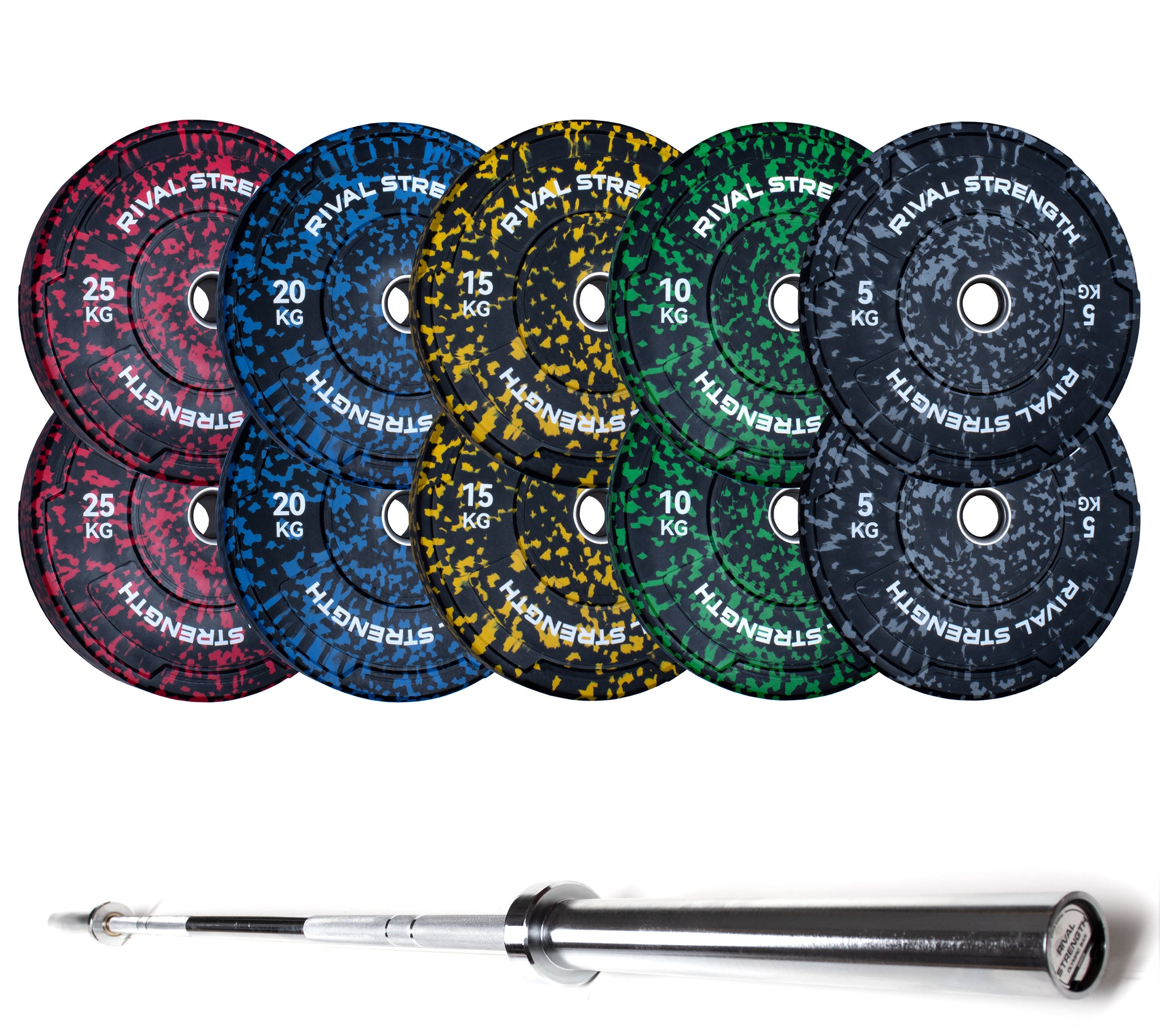 Rival Olympic Colour Splash Bumper Plate and Optional Barbell Sets