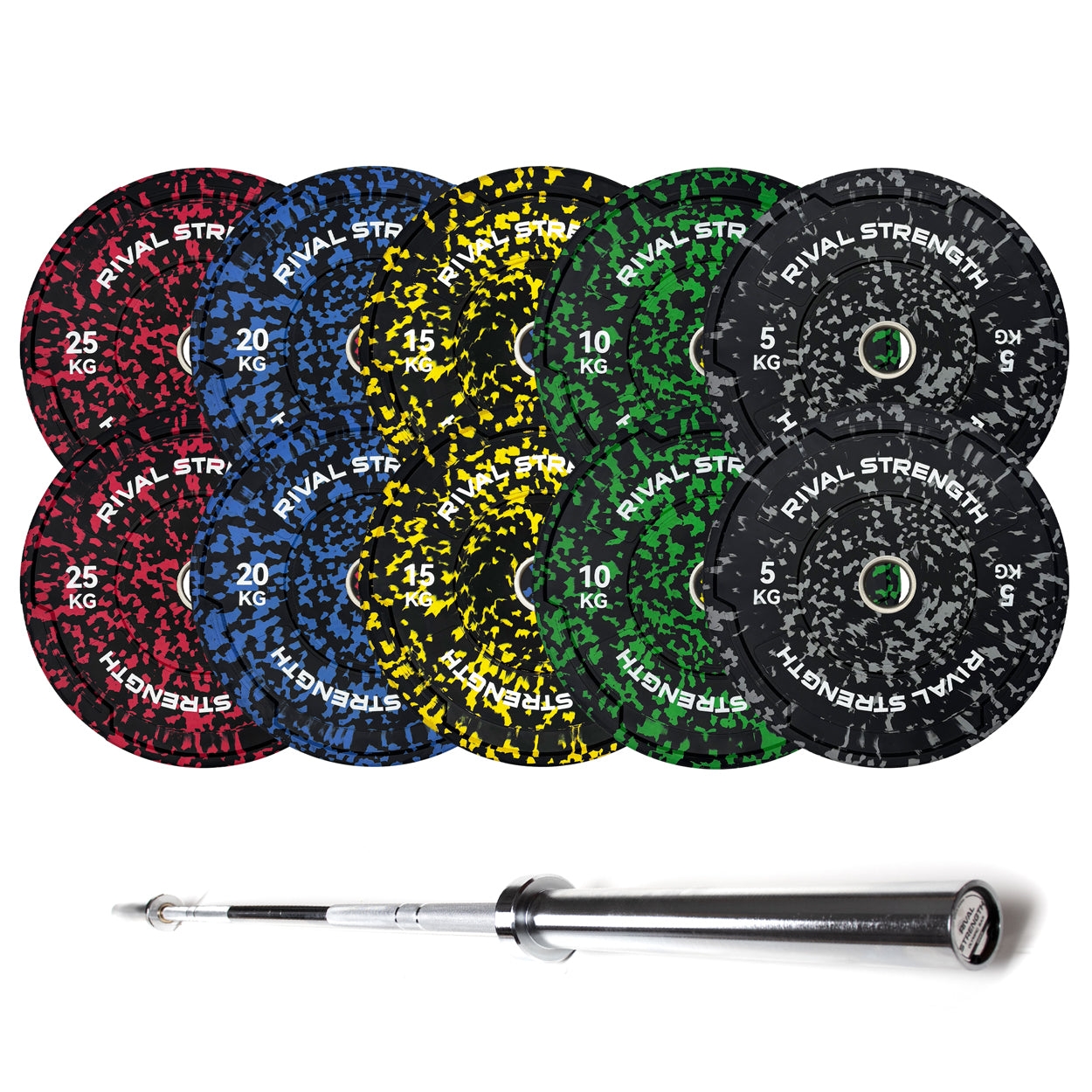 Rival Olympic Colour Splash Bumper Plate and Optional Barbell