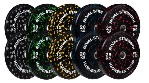 Rival Olympic Colour Splash Bumper Plate and Optional Barbell Sets