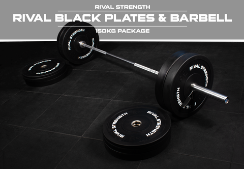 Rival Olympic Black Bumper Plate and Optional Barbell Sets