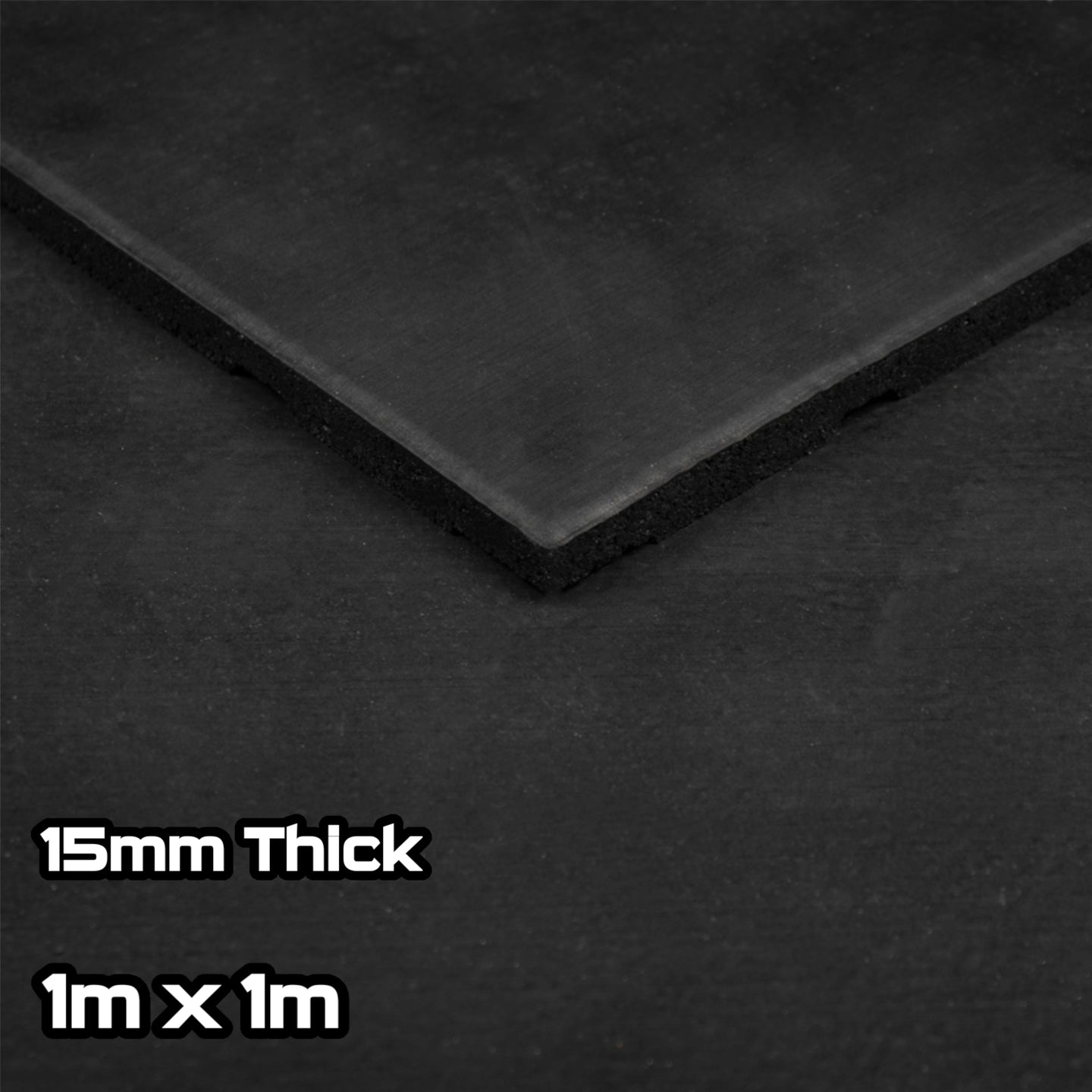 Rival Black Premium Rubber Gym Floor Tiles (1m x 1m) (15mm)
