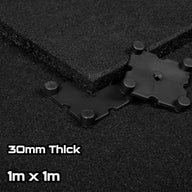 Black SBR Interlocking Rubber Gym Flooring with Connectors (1m x 1m) (30mm)