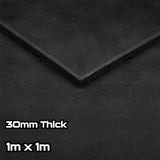 Rival Black Premium Interlocking Rubber Gym Floor Tiles with Connectors (1m x 1m) (30mm)