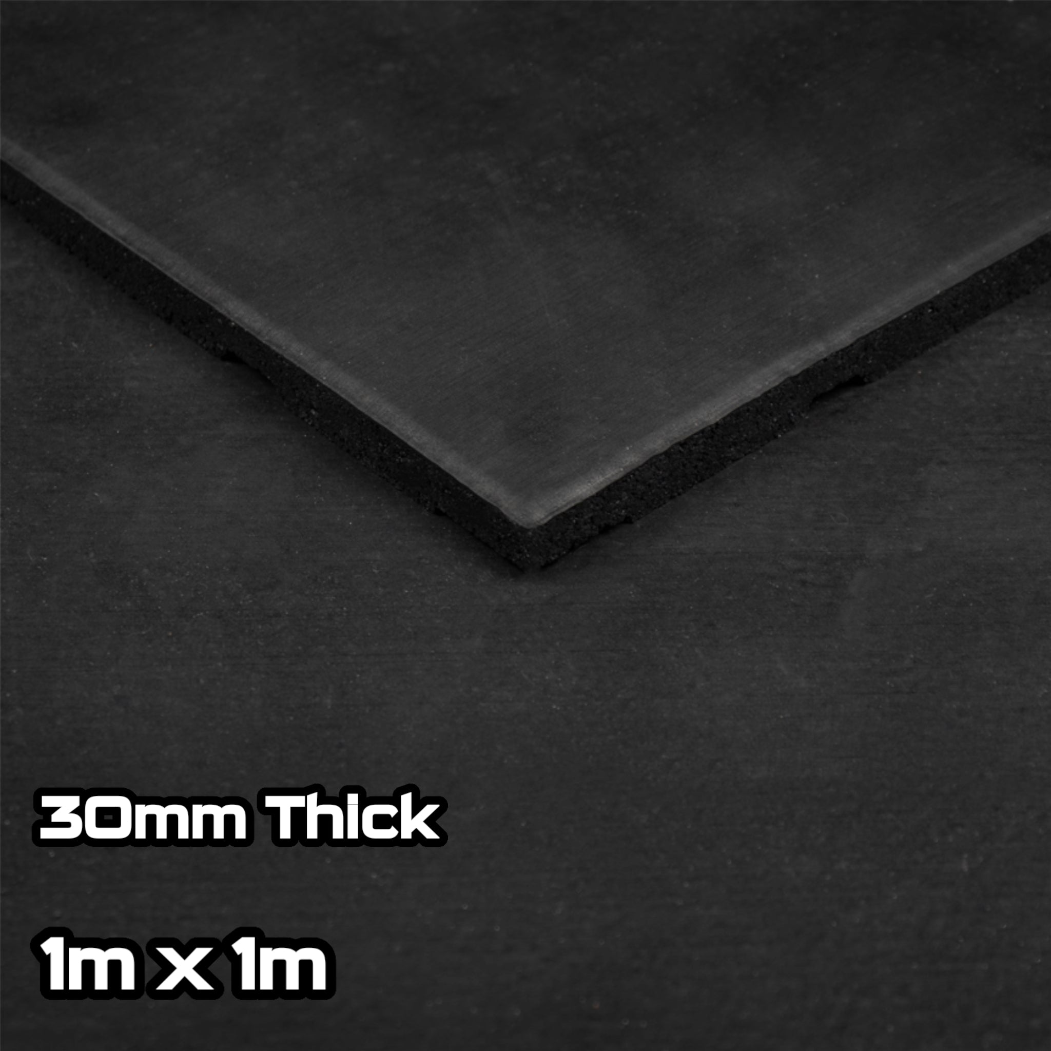 Rival Black Premium Interlocking Rubber Gym Floor Tiles with Connectors (1m x 1m) (30mm)
