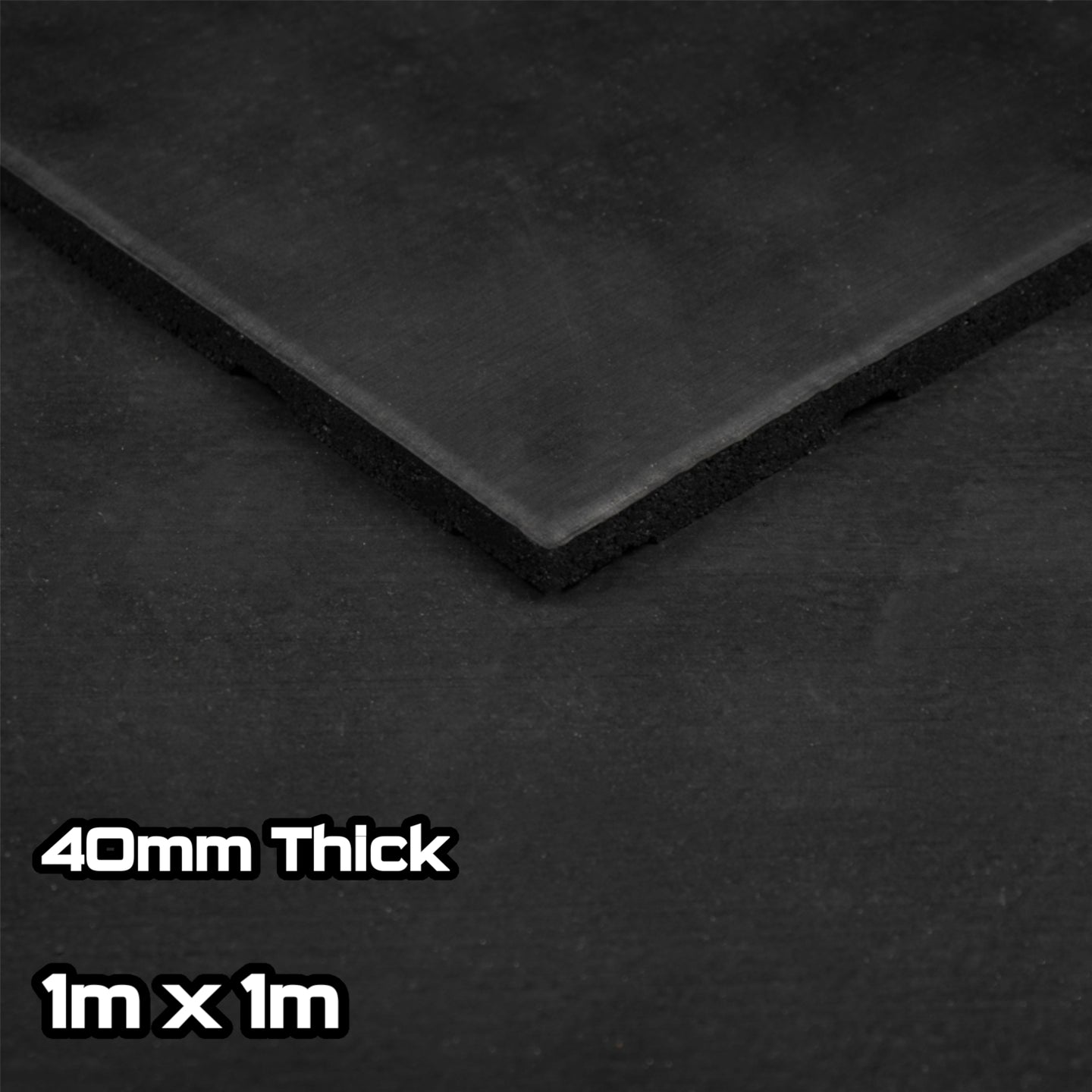 Rival Black Premium Interlocking Rubber Gym Floor Tiles with Connectors (1m x 1m) (40mm)