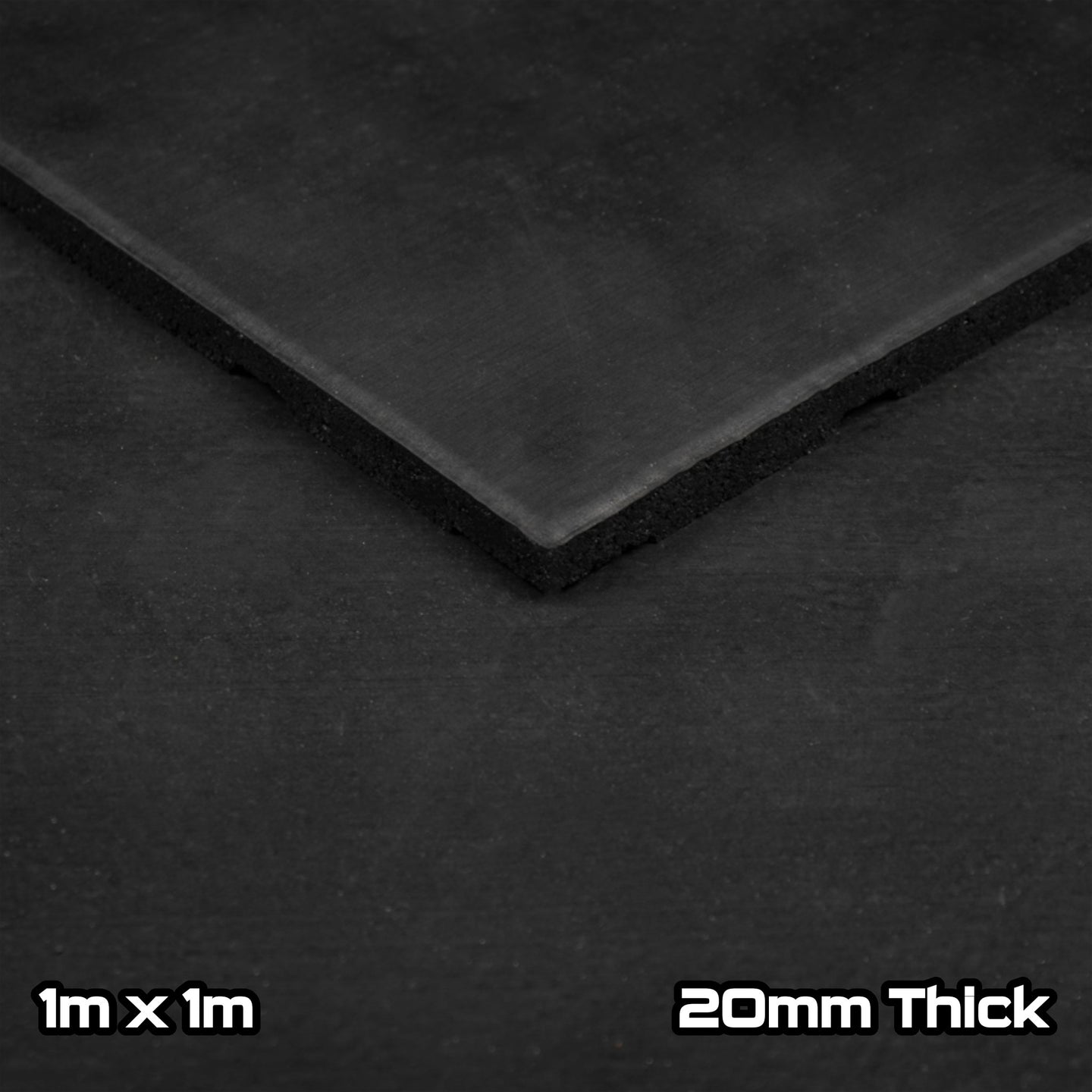 Rival Black Premium Interlocking Rubber Gym Floor Tiles with Connectors (1m x 1m) (20mm)