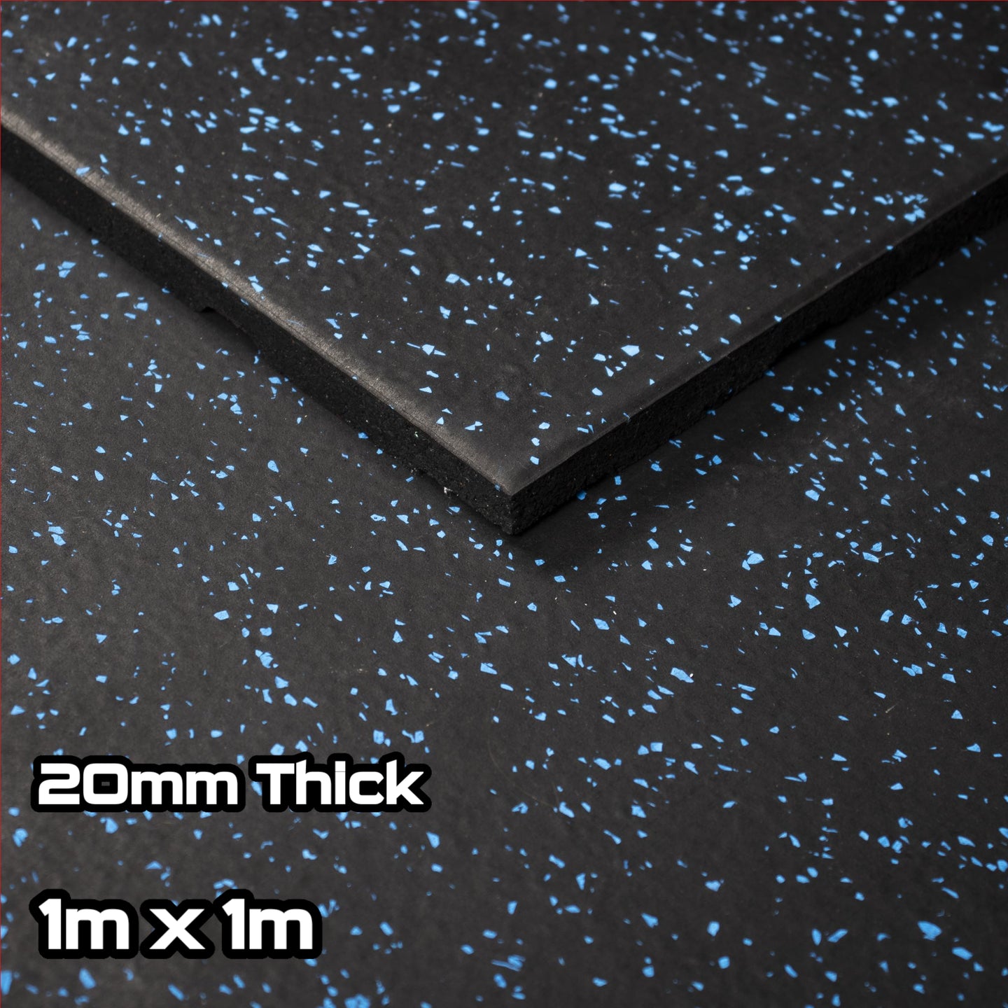Rival Blue Fleck Premium Interlocking Rubber Gym Floor Tiles with Connectors (1m x 1m) (20mm)