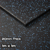 Rival Blue Fleck Premium Interlocking Rubber Gym Floor Tiles with Connectors (1m x 1m) (20mm)