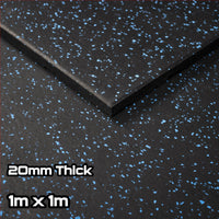 Rival Blue Fleck Premium Interlocking Rubber Gym Floor Tiles with Connectors (1m x 1m) (20mm)