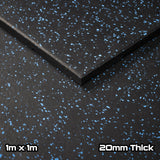Rival Blue Fleck Premium Interlocking Rubber Gym Floor Tiles with Connectors (1m x 1m) (20mm)