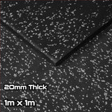 Rival Grey Fleck Premium Interlocking Rubber Gym Floor Tiles with Connectors (1m x 1m) (20mm)