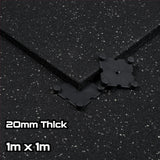 Grey Fleck SBR Interlocking Rubber Gym Floor Tiles with Connectors (1m x 1m) (20mm)