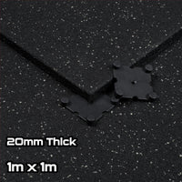 Grey Fleck SBR Interlocking Rubber Gym Floor Tiles with Connectors (1m x 1m) (20mm)