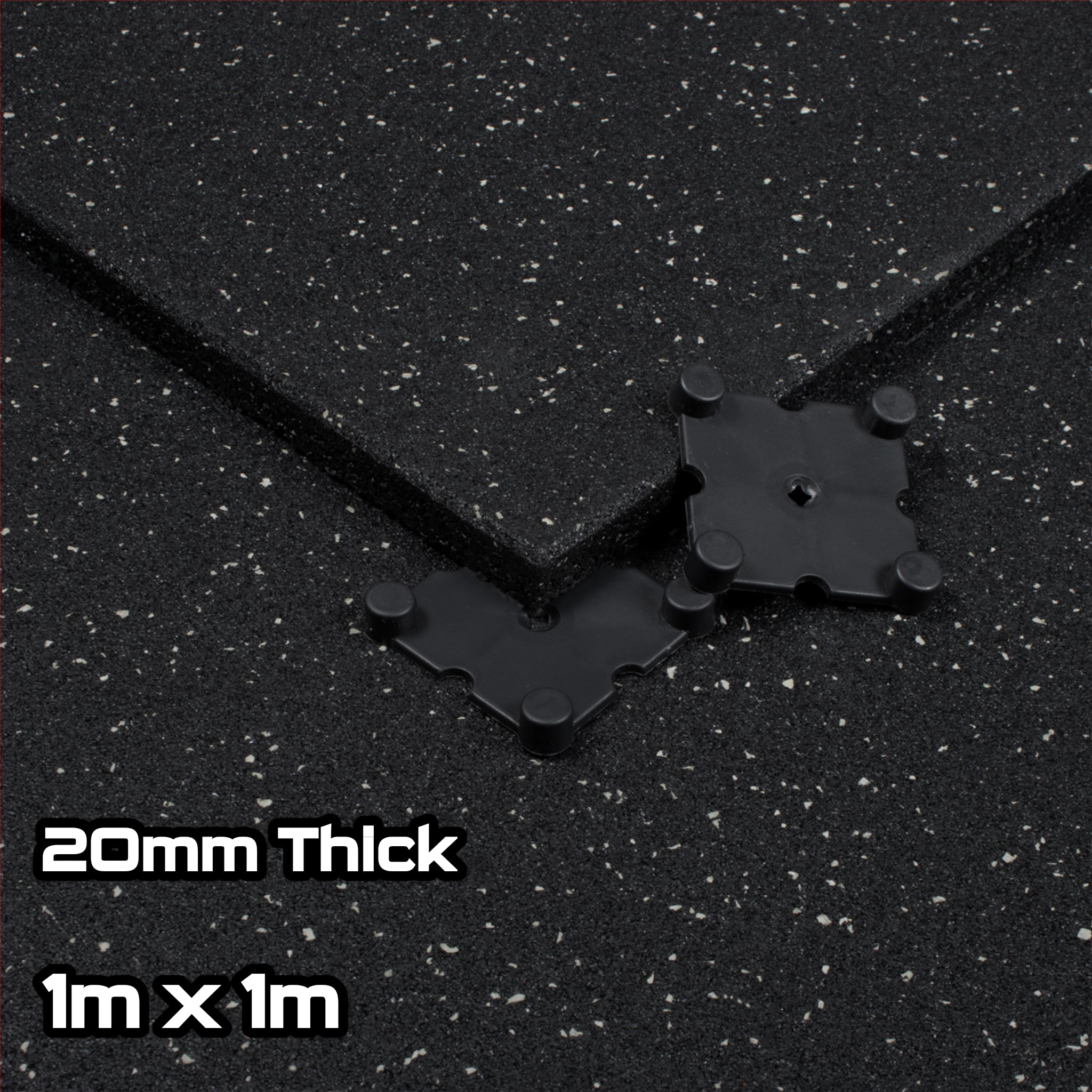 Grey Fleck SBR Interlocking Rubber Gym Floor Tiles with Connectors (1m x 1m) (20mm)