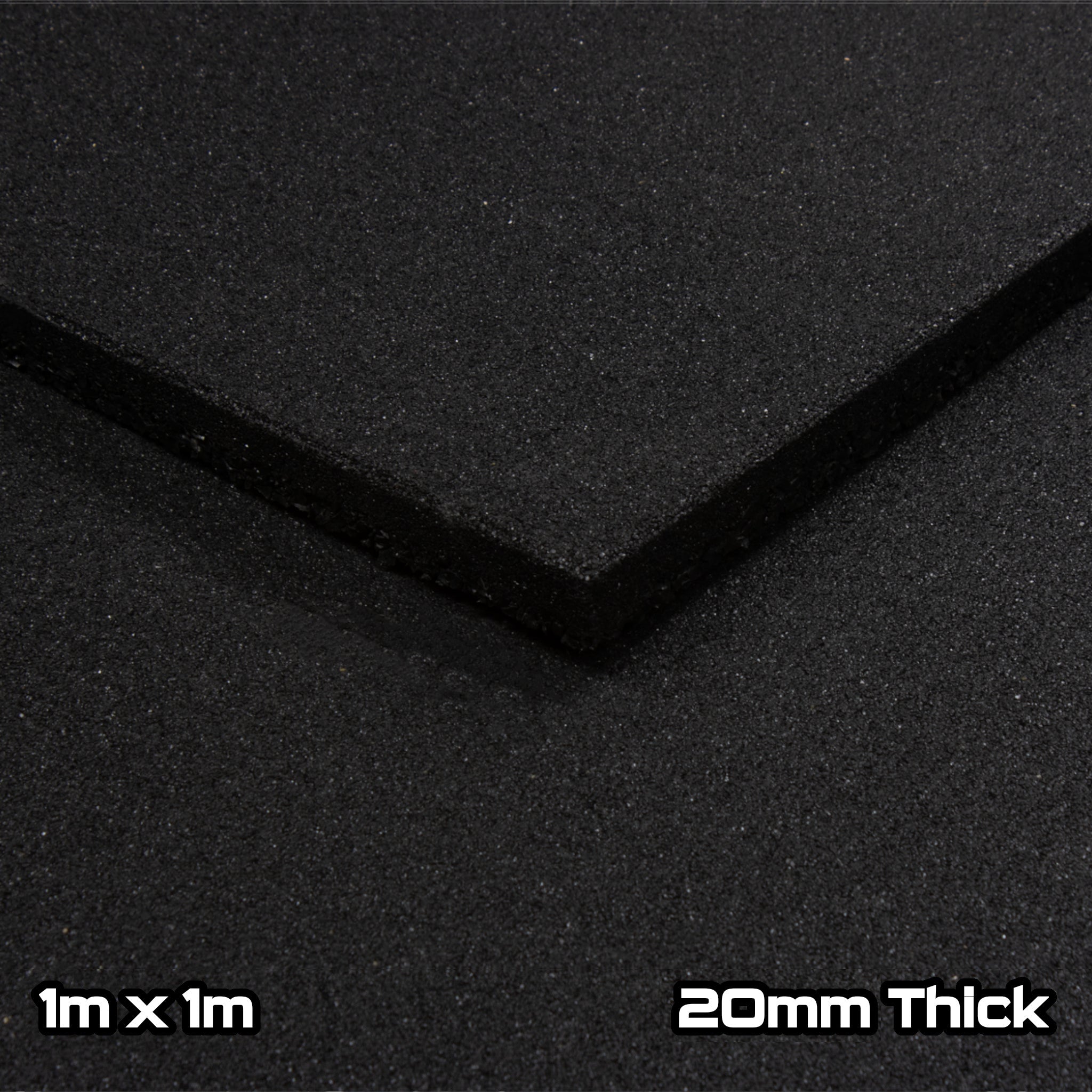 Black Rubber SBR Gym Floor Tiles (1m x 1m) (20mm)