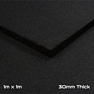 Black Rubber SBR Gym Floor Tiles (1m x 1m) (30mm)