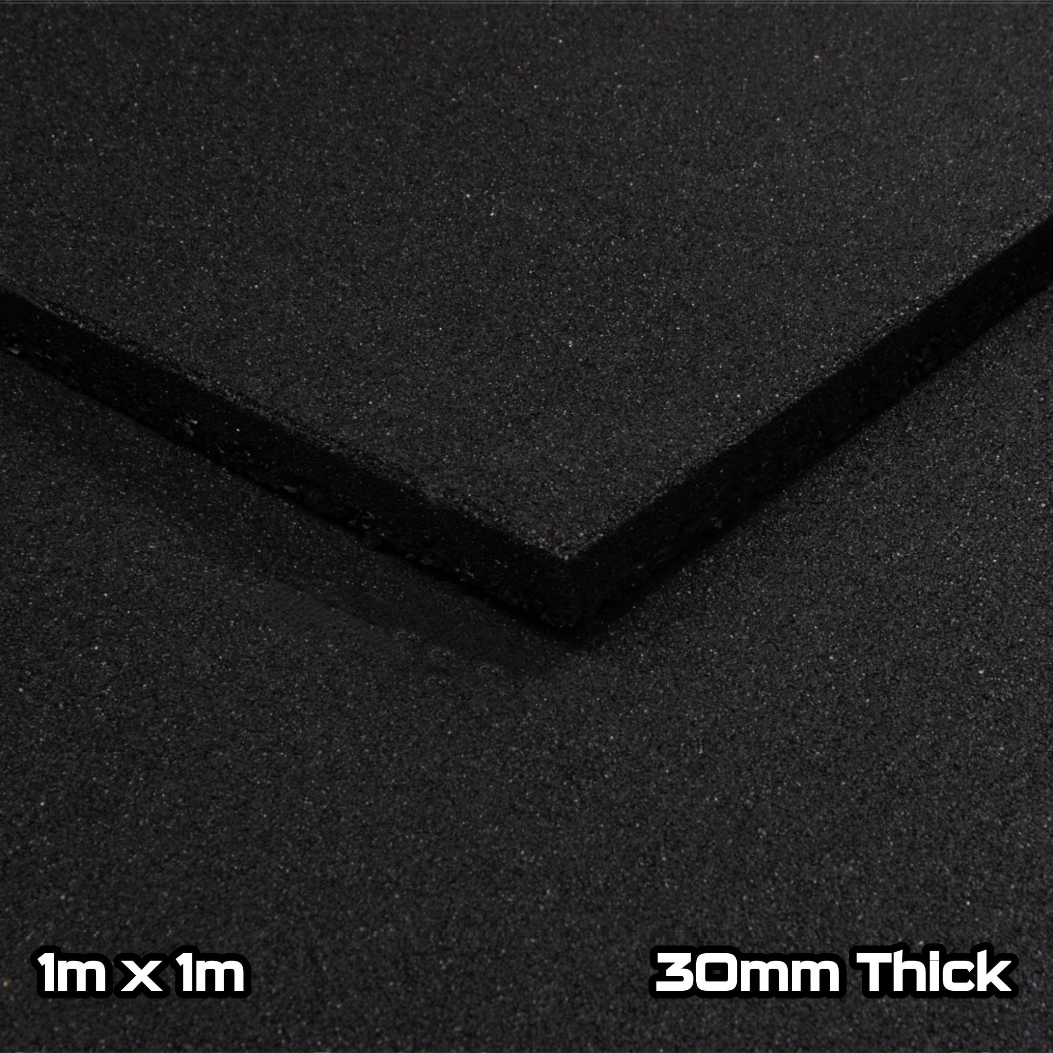Black Rubber SBR Gym Floor Tiles (1m x 1m) (30mm)