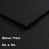Black Rubber SBR Gym Floor Tiles (1m x 1m) (30mm)