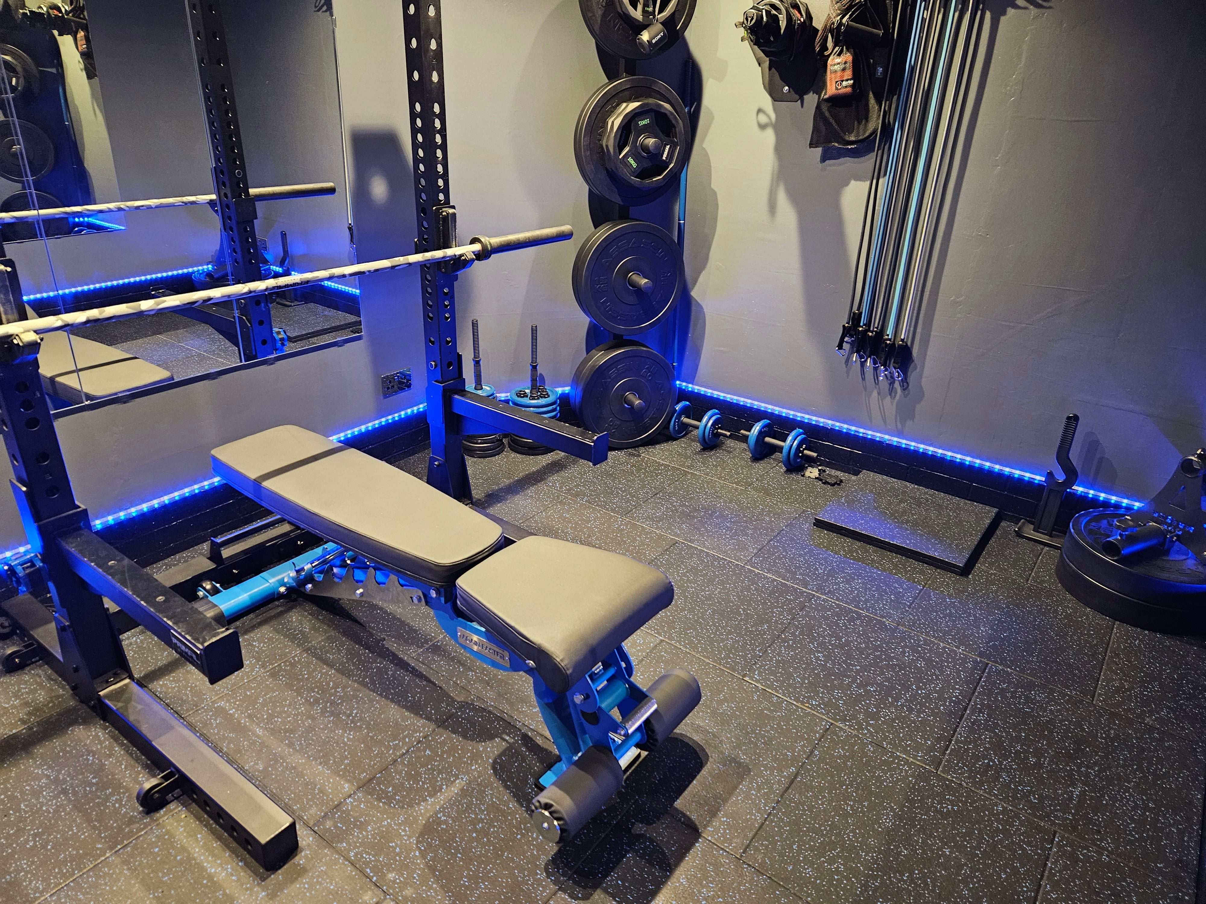 Rival Blue Fleck Premium Interlocking Rubber Gym Floor Tiles with