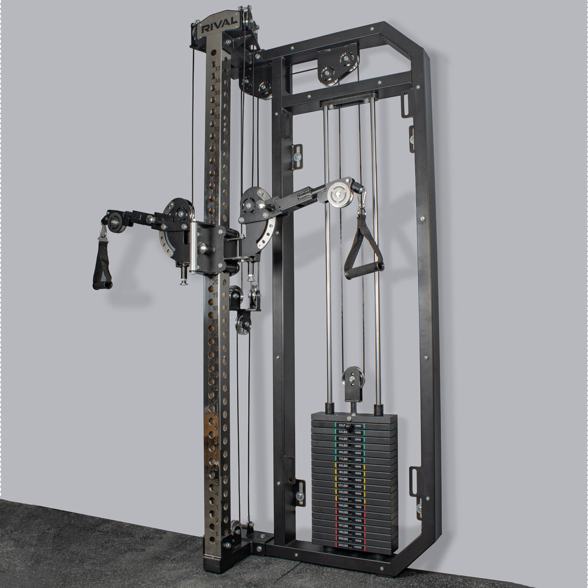 Rival S-Series Wall Mounted Slimline Adjustable Free Arm Functional Trainer Pulley System