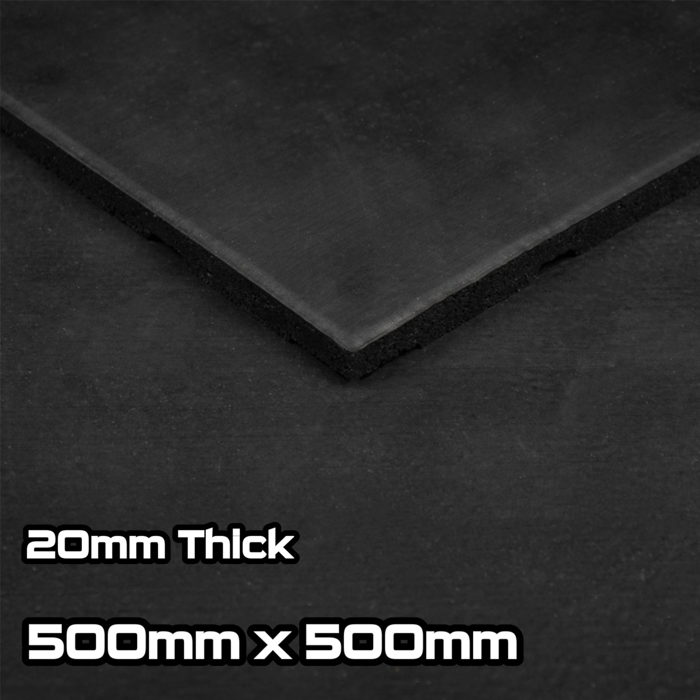 Rival Black Premium Interlocking Rubber Gym Floor Tiles with Connectors (500mm x 500mm) (20mm)