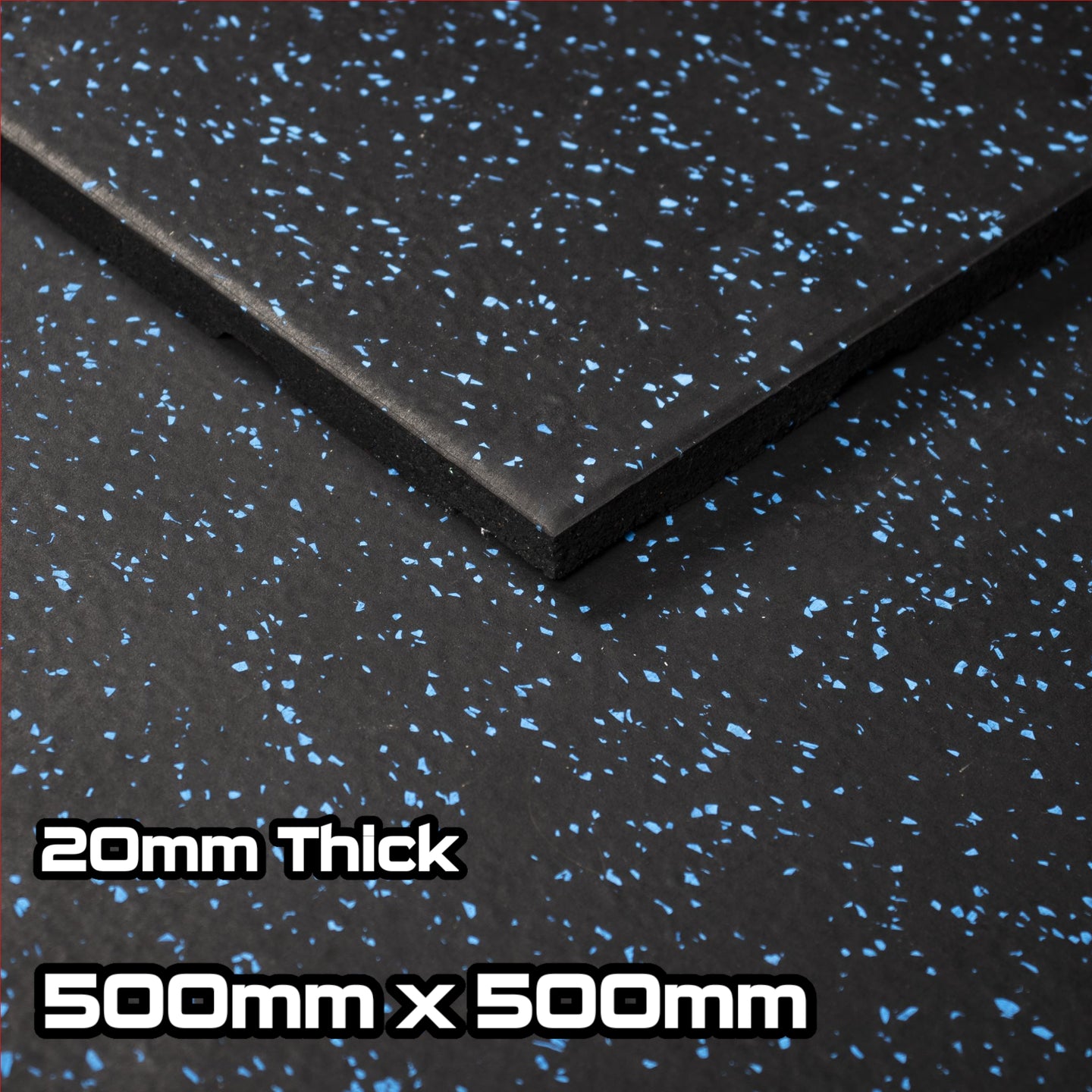 Rival Blue Fleck Premium Interlocking Rubber Gym Floor Tiles with Connectors (500mm x 500mm) (20mm)
