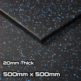 Rival Blue Fleck Premium Interlocking Rubber Gym Floor Tiles with Connectors (500mm x 500mm) (20mm)
