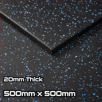 Rival Blue Fleck Premium Interlocking Rubber Gym Floor Tiles with Connectors (500mm x 500mm) (20mm)