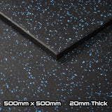 Rival Blue Fleck Premium Interlocking Rubber Gym Floor Tiles with Connectors (500mm x 500mm) (20mm)