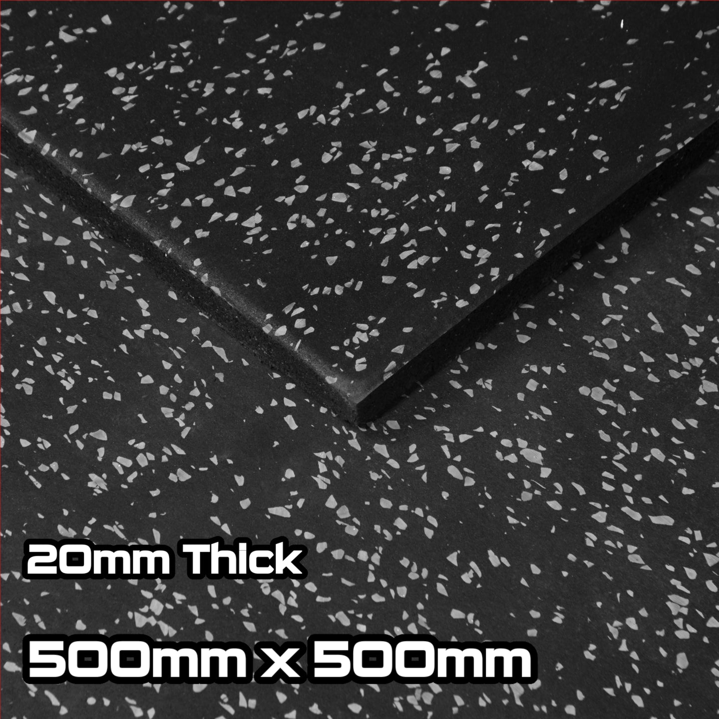 Rival Grey Fleck Premium Interlocking Rubber Gym Floor Tiles with Connectors (500mm x 500mm) (20mm)