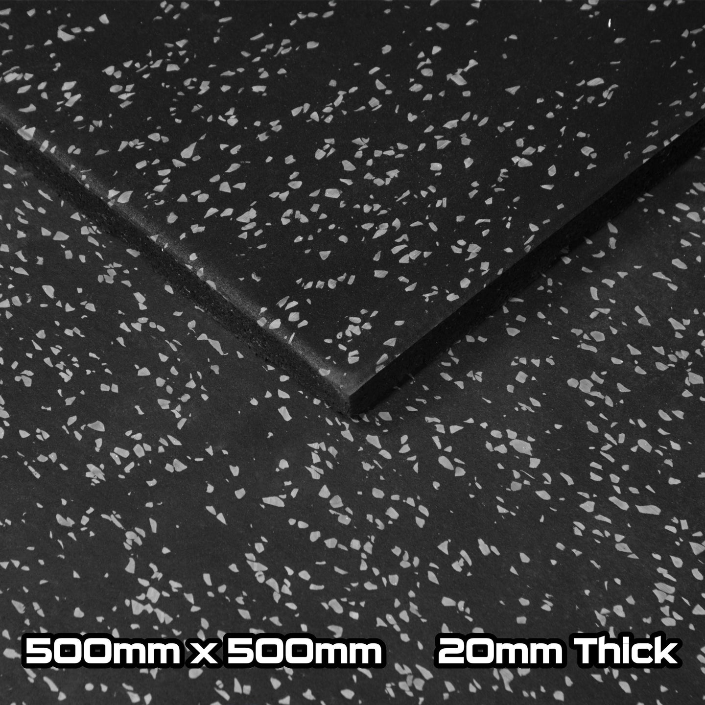 Rival Grey Fleck Premium Interlocking Rubber Gym Floor Tiles with Connectors (500mm x 500mm) (20mm)