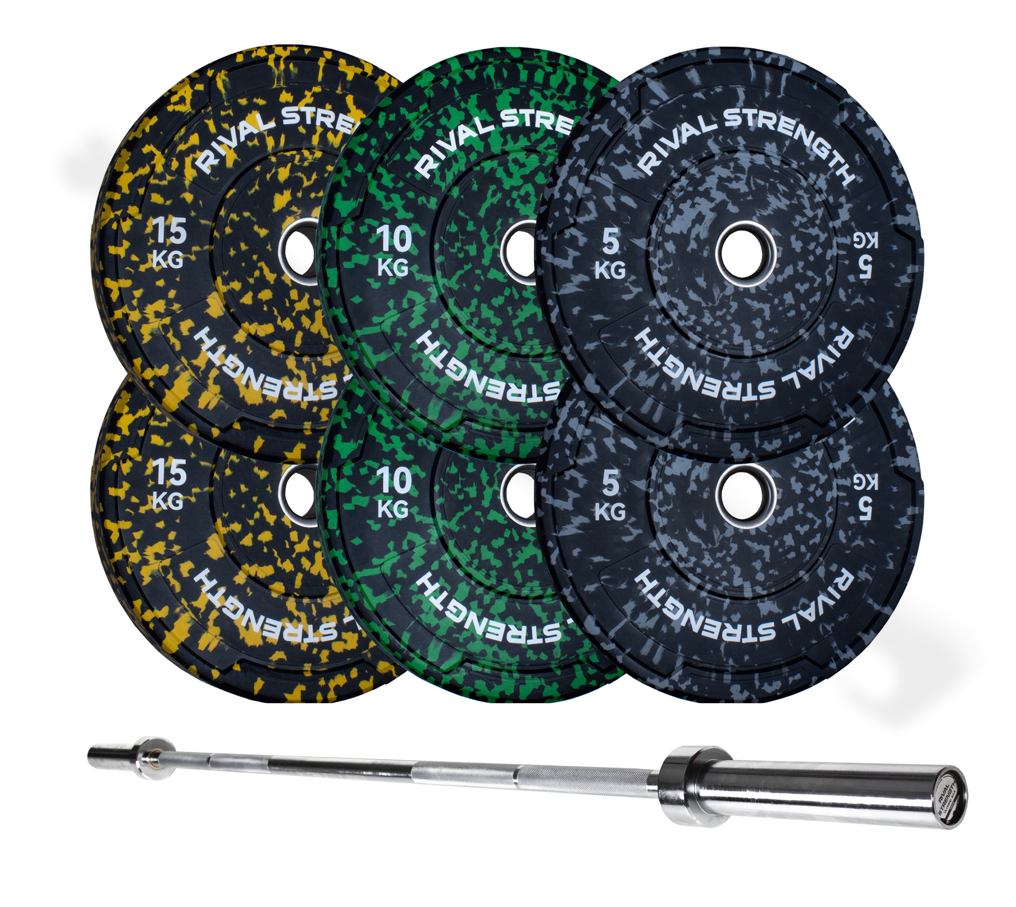 Rival Olympic Colour Splash Bumper Plate and Optional Barbell Sets
