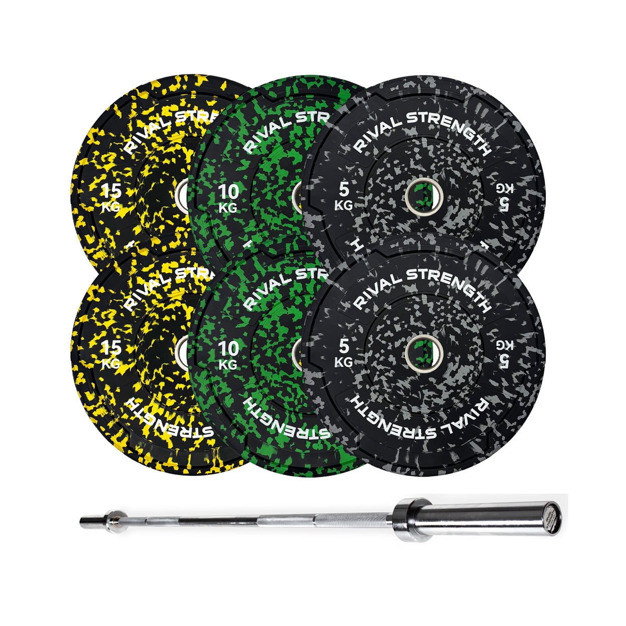 Rival Olympic Colour Splash Bumper Plate 2.0 and Optional Barbell Sets