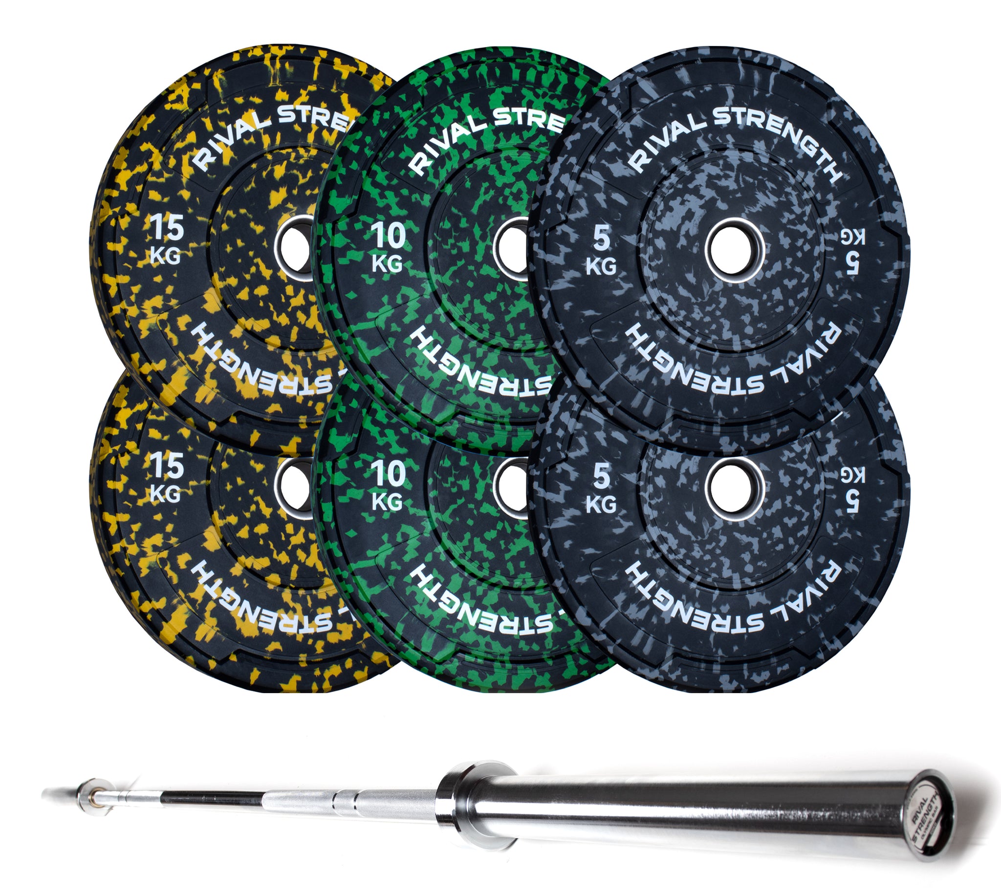 Rival Olympic Colour Splash Bumper Plate and Optional Barbell Sets