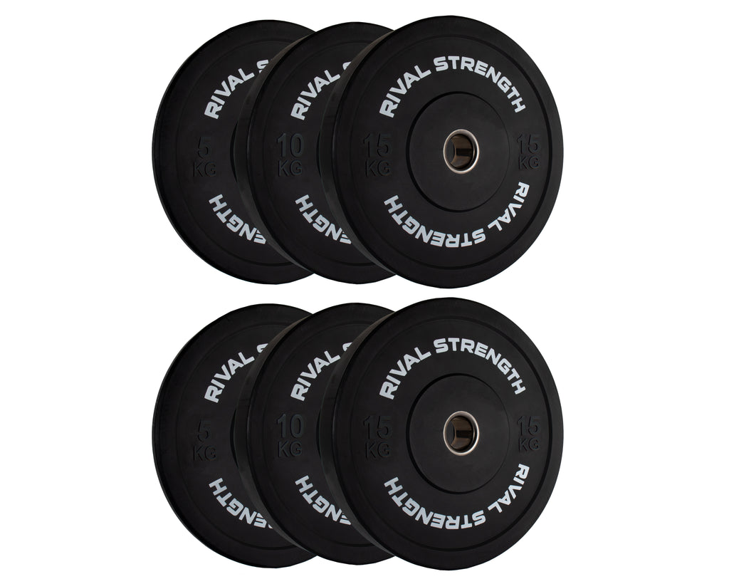Rival Olympic Black Bumper Plate and Optional Barbell Sets
